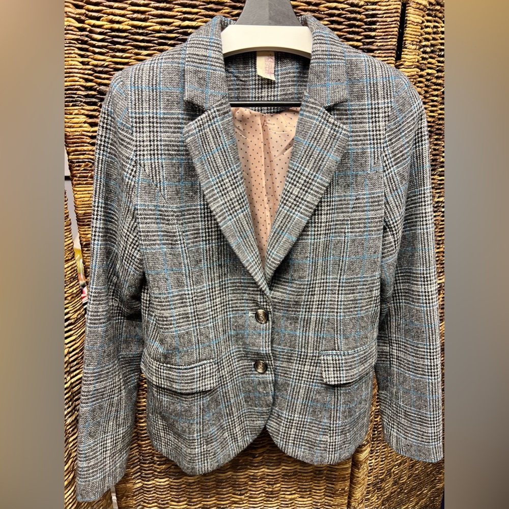 Women's Gray Plaid Blazer- Size: Large
